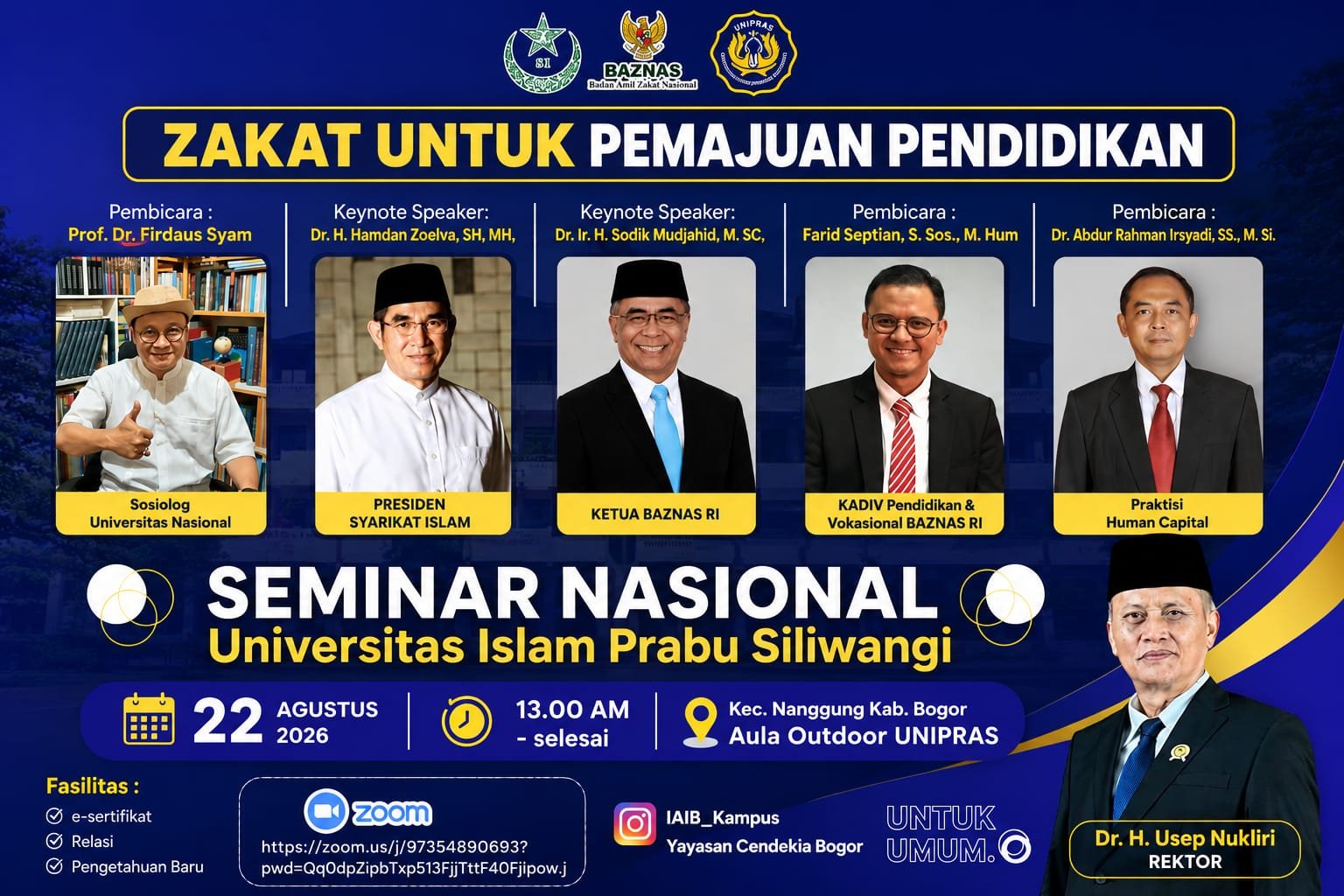 Seminar Nasional UNIPRAS Bahas Zakat untuk Pemajuan Pendidikan, Terbuka untuk Umum